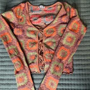 FREE PEOPLE intimately multi color tie front top XS/S